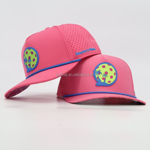 OEM Laser Cut Perforated <b>Rope</b> sports Golf Cap With PVC Patch Logo Breathable Hydro 5 Panel Snapback Hat baseball cap with gorras - Product Image 1