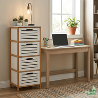 Commode de rangement à 4 tiroirs avec tiroirs ventilés à lattes, autoportante, étroite, gain de place, pour chambre, salle de bain, bureau
