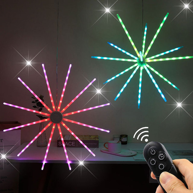 Festival Hanging Starburst String Light Fairy Garland Christmas Lights LED Firework Tree Light Dream Color for Garden Park