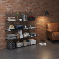 Étagère de rangement pliable en métal à quatre niveaux sans perçage, sur pied, en noir et blanc, pour le salon