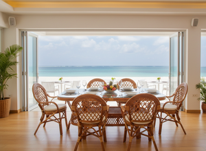 Ensemble de salle à manger en rotin traditionnel JAVA, très demandé, avec table longue et design confortable, idéal pour hôtels et villas, origine Indonésie - Product Image 4