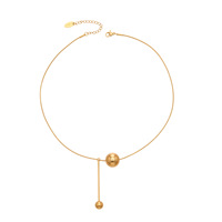 Collier lariat réglable à double dégradé avec chaîne fine en forme de serpent et pendentif en Y à boule lisse