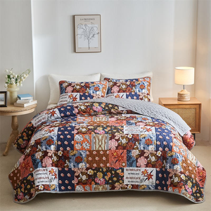 Bán Buôn 3 Cổ Điển Hình Học Giường Bao Gồm Hiện Đại Bộ Đồ Giường Màu Đỏ Cam Khâu Tùy Chỉnh Kích Thước Thiết Lập Mềm Rửa 100% Polyester 400TC - Product Image 1