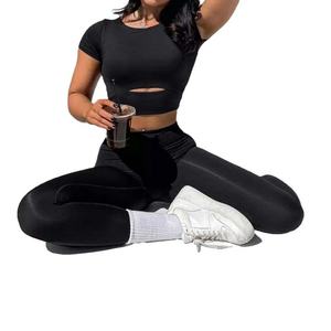 Leggings Deportivos de Cintura Alta para Mujer, OEM, para Gimnasio y Yoga, Levanta Glúteos, Compresión, Pantalones Deportivos, Diseño Sólido, Tela de Nailon para Fitness - Product Image 5