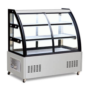 ตู้โชว์เค้กแบบโค้งกระจกเชิงพาณิชย์ ตู้โชว์เค้กแบบทำความ<span class=keywords><strong>เย็น</strong></span>ด้วยอากาศสแตนเลส - Product Image 3