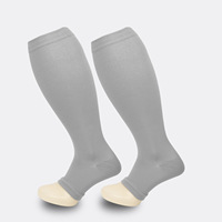 Chaussettes de compression unisexe grande taille 3XL et 4XL pour mollets fins, respirantes, à bout ouvert (1 paire)