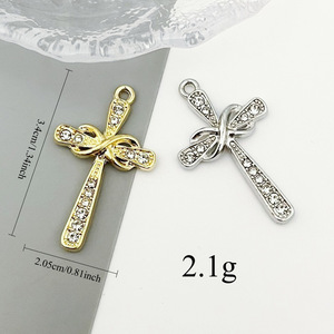 Exquisitos Accesorios de Joyería: Dijes de Cruz de Aleación con Perlas, Cristales y Diamantes de Imitación para <span class=keywords><strong>DIY</strong></span>, Pendientes, Collares y Colgantes de Crucifijo Cristiano - Product Image 3