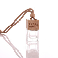 Bouteille de parfum de voiture en verre vide, désodorisant de voiture, Clip de ventilation, diffuseur de parfum de voiture avec couvercle en bois