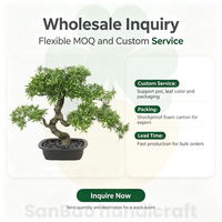 Arbre Bonsaï Artificiel Podocarpus Pin, Plante en Pot Artificielle, 16 Pouces (41 cm), Vert Réaliste, Décoration Intérieure pour la Maison, le Bureau, la Table
