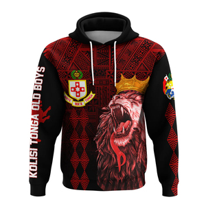 Sudadera con capucha personalizada Kolisi Tonga Atele Old Boys, estampado de Leones rojos, estilo largo de invierno con cremallera, poliéster antiarrugas 100% - Product Image 2