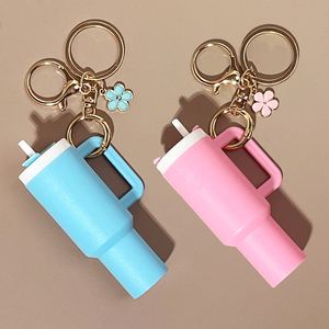 Hot Selling Mini Cup Tumbler Keychain Cute Floral Pendant with Lipstick <b>Holder</b> Portable Charm for Bags & <b>Keys</b> Gift - Product Image 6