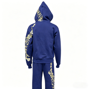 OEM Zip up Hooded Jacket Joggers 100% Cotton Sweatwear <b>Pants</b> Tracksuit Mne's Sweatpants and Hoodie Set - Product Image 2