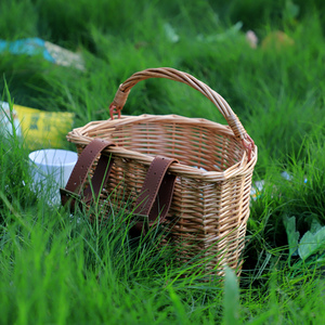 Nhà Máy Trực Tiếp Bán Buôn Hot Bán Nửa Vòng Phía Trước <span class=keywords><strong>Wicker</strong></span> Xe Đạp Giỏ Với Dây Đeo Bằng Da - Product Image 5