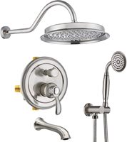 Meilleures ventes : Ensembles de robinetterie de douche en nickel brossé pour salle de bain, système de douche pluie avec pommeau de pluie, douchette à main et bec de baignoire