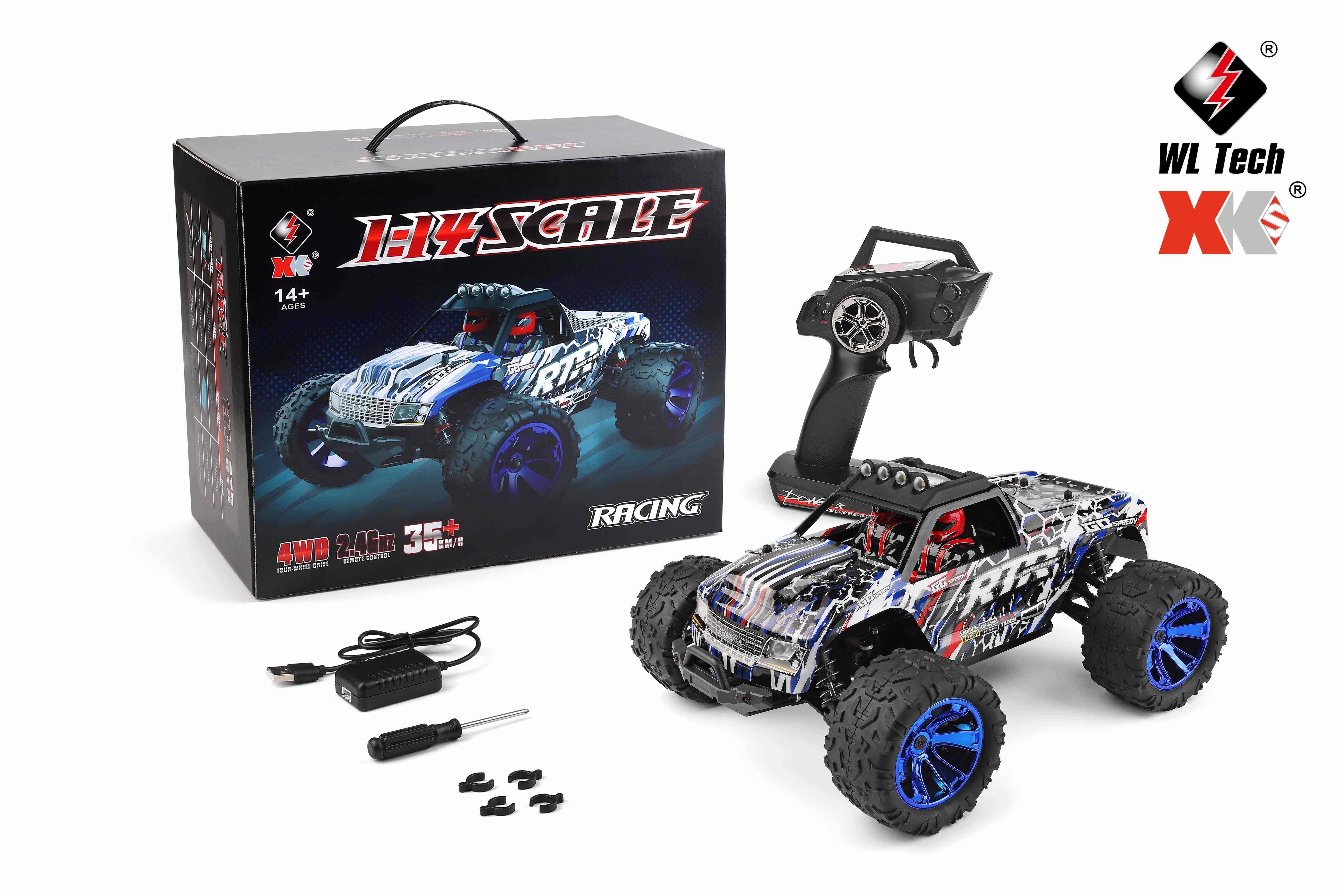 Wltoys 144018 Remote Control Toys 35KM/H 4WD Carbon Brush RC Car Alloy 1/14  Off-road Racing Truck for Kids Adults
