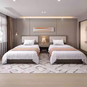 Hotel Bedroom Furniture Sets Customize <b>Single</b> Double Affordable Wood Bed Frame With <b>Headboard</b> Nightstands TV Cabinet & Wardrobe - Product Image 6
