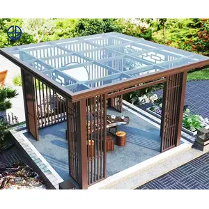 Buiten Villa Chinese Glazen Dak Tuinhuisje Pergola Aluminium Guangzhou