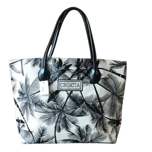 2021 الأزياء جوز الهند شجرة زهرة حقيبة شاطئية السيدات حجم كبير مطرزة كرواتيا بو حقيبة يد