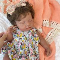 Dunkelhäutige 18-Zoll-LouLou-Puppe mit Haaren, lebensechte Reborn-Babypuppe mit offenem Mund, aus Platin-Silikon, anatomisch korrekt, kuschelige Mädchenpuppe