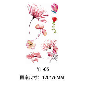 Tatuaje Temporal de Acuarela, Adhesivo Impermeable con Diseño Floral Pequeño y Transparente, Calcomanía Corporal para Fiestas, Uso Profesional y Festivales - Product Image 6