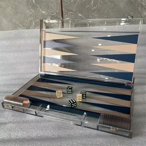 <span class=keywords><strong>Backgammon</strong></span> Acrylic nhỏ lớn đặt trò chơi bảng mờ cao cấp với bề mặt chơi bền - Product Image 3