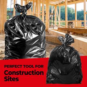 Sacs poubelle Huamaohengchun de 42 gallons, sacs poubelle pour entrepreneurs de 2,5 mil (lot de 50), sacs poubelle noirs très résistants, 33 x 48 pouces - Product Image 5