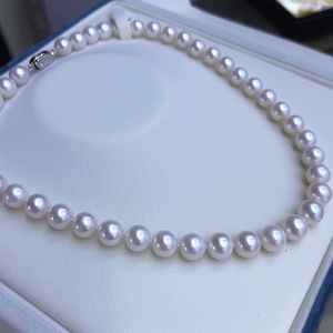 Collana di <span class=keywords><strong>Perle</strong></span> Coltivate Bianche di Qualità 5A 8mm Gioielli di Moda in <span class=keywords><strong>Argento</strong></span> 925 per Donna per Uso Quotidiano di Lusso - Product Image 5