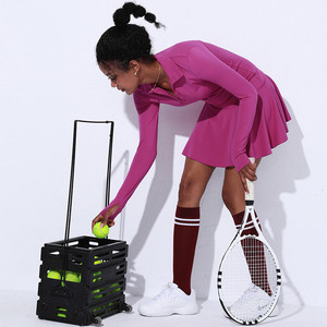 ชุดออกกำลังกายโยคะแขนยาวคอสูงสำหรับผู้หญิง ปี 2022 ยี่ห้อ LuLu สีนู้ด ชุดกีฬาแบดมินตัน กระโปรงเทนนิส - Product Image 2