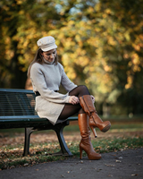 Bottines à plateforme pour femmes avec bottes hautes jusqu'au genou Chaussures pour femmes Bottes en cuir pour femmes Grossiste