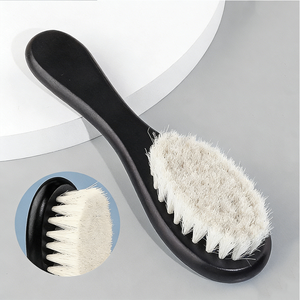 Spazzola Professionale per Barba e Capelli da Uomo, Strumento per la Pulizia del Viso e del <span class=keywords><strong>Collo</strong></span>, con Setole Morbide in Lana e Manico in Legno, per Barbiere e Uso Commerciale - Product Image 4