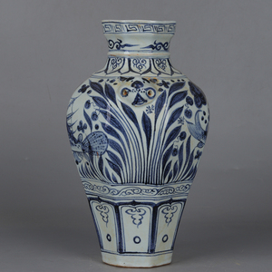 Jarrón de Porcelana de Cerámica de Reproducción Antigua China de <span class=keywords><strong>la</strong></span> Dinastía Yuan, Azul y Blanco con Patrón de Peces, Decoración de Mesa - Product Image 3