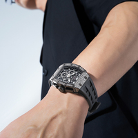 Montre Chronographe à Quartz pour Homme Mark Fairwhale, Boîtier Métallique 43MM, Bracelet en Caoutchouc, Multifonction, Étanche, Lumineuse, Lunette en Cristal, Style Affaires