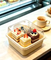 Boîte à pâtisserie carrée de qualité alimentaire avec couvercle transparent en PET