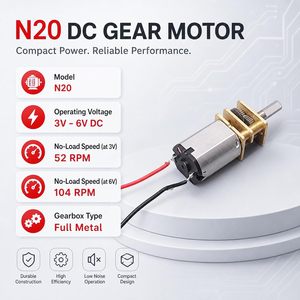<span class=keywords><strong>Moteur</strong></span> à engrenages DC N20 3V-6V, mini <span class=keywords><strong>moteur</strong></span> <span class=keywords><strong>électrique</strong></span> avec boîte de vitesses entièrement métallique, faible vitesse, faible régime pour la robotique DIY, voiture RC - Product Image 6
