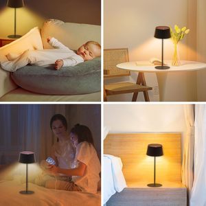 Lampada da Tavolo Solare Antela E27 LED con Controllo Touch, Dimmerabile, Senza Fili, Luce Calda 3000K, Paralume Nero, Illuminazione per Camera da Letto e Scrivania 25000 - Product Image 1