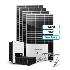 Hochey完整的10KW 15KW 20KW混合太阳能系统家用太阳能系统5KW 5000Watt 55KW 60KW 70KW 75KW太阳能系统电池