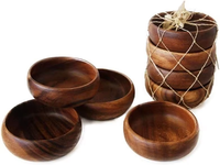 Ensemble de bols à servir Tailai en bois d'acacia naturel moderne, écologiques, multi-tailles, pour salade, ramen, soupe, usage domestique, hôtelier et en restaurant