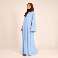 Abaya bleu pastel à manches espagnoles pour femmes, vêtements modestes, vêtements islamiques