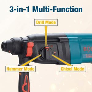 <span class=keywords><strong>Marteau</strong></span> perforateur rotatif SDS Plus BODA H9-26R 850W 26mm, 3 fonctions (perforation, <span class=keywords><strong>marteau</strong></span>, burin), 3.5J d'impact, outil électrique pour béton - Product Image 2