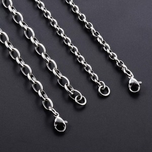 Collier long en acier inoxydable avec chaîne à maillons géométriques, couleur argent, bijoux unisexes tendance, cadeau - Product Image 4