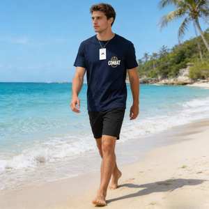 T-shirt décontracté à manches courtes pour homme, col rond, imprimé <span class=keywords><strong>dessin</strong></span>, en coton, modèle FYK241, taille XL-3XL, poids 210 grammes, 2,05 dollars - Product Image 4