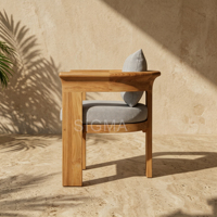 Ensemble de salle à manger de jardin en teck naturel massif, table de patio extérieure résistante aux intempéries avec chaises