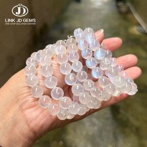 Wholesale 8A Natural Blue <strong>Moonstone</strong> <strong>Bracelet</strong> Premium Bubble Bead Charms Round Gemstone Jewelry for Women Holiday Gifts - Product Image 1