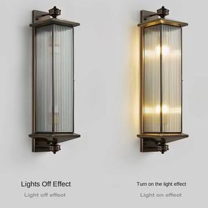 Lámparas de pared LED solares contemporáneas para exteriores, forma de cilindro impermeable de aluminio y latón para balcón, pasillo, patio, puerta de Villa - Product Image 5