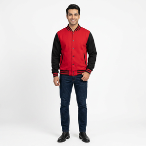 Vente Flash : Blousons universitaires unisexes personnalisables à manches en cuir – Modèle uni et abordable pour la vente en gros - Product Image 1