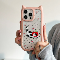 Couverture de téléphone 3D en forme d'oreille de chat mignon étui de téléphone portable antichoc transparent pour iphone 16 Pro Max 15 14 13 12 11