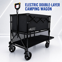 Carro de Camping Eléctrico de Dos Niveles, Plegable, 400L, 150kg, Resistente, con Extensión de Puerta Trasera para Directores de Cine, Jardín, Playa