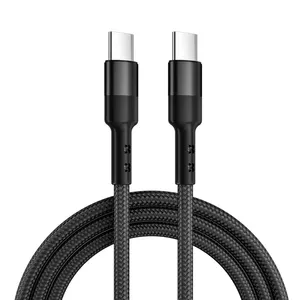 Vente en gros Câble Usb Long Câble C à C Charge Rapide 60W PD Type C Cordon de Chargeur Nylon 20W Usb-c à Usb-c Câble Tressé de 2 Mètres