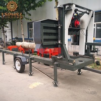 Scie à bois à moteur Diesel, scie à ruban horizontale portable avec remorque scie à ruban à bois