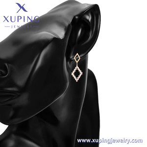 81069 XUPING <strong>JEWELRY</strong> Quadrilateral Delicate Charm <strong>Jewelry</strong> with Diamonds Stainless Steel Rose Gold Plated Pendant Earrings - Product Image 6